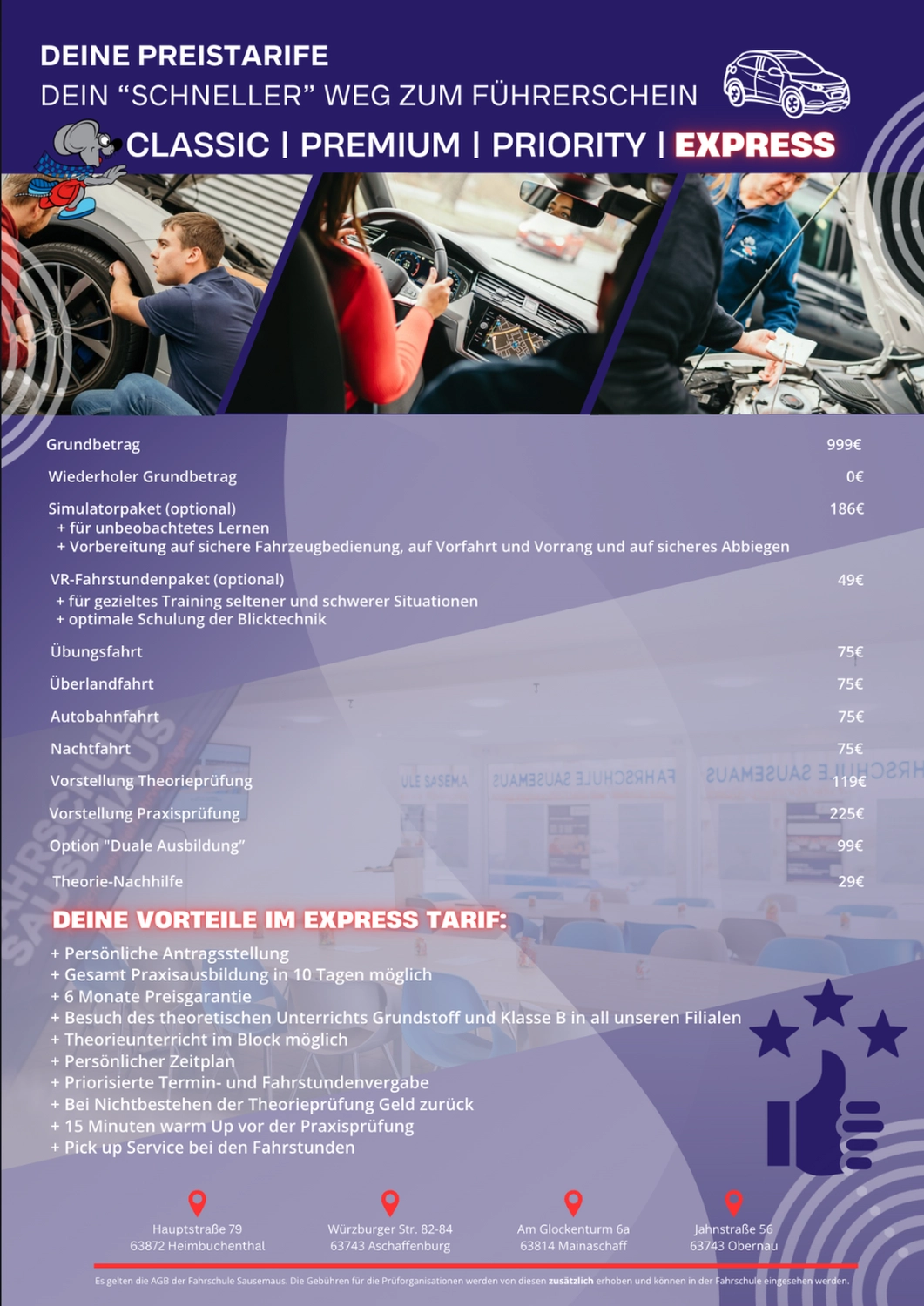 Benedikt Pfister, Fahrschule Sausemaus, Aschaffenburg, Heimbuchenthal, Mainaschaff , Theorieunterricht, Auffrischungsfahrten, Simulatorausbildung, VR-Ausbildung, Wöchentlich Prüfungen, Aufbauseminare für Fahranfänger. 