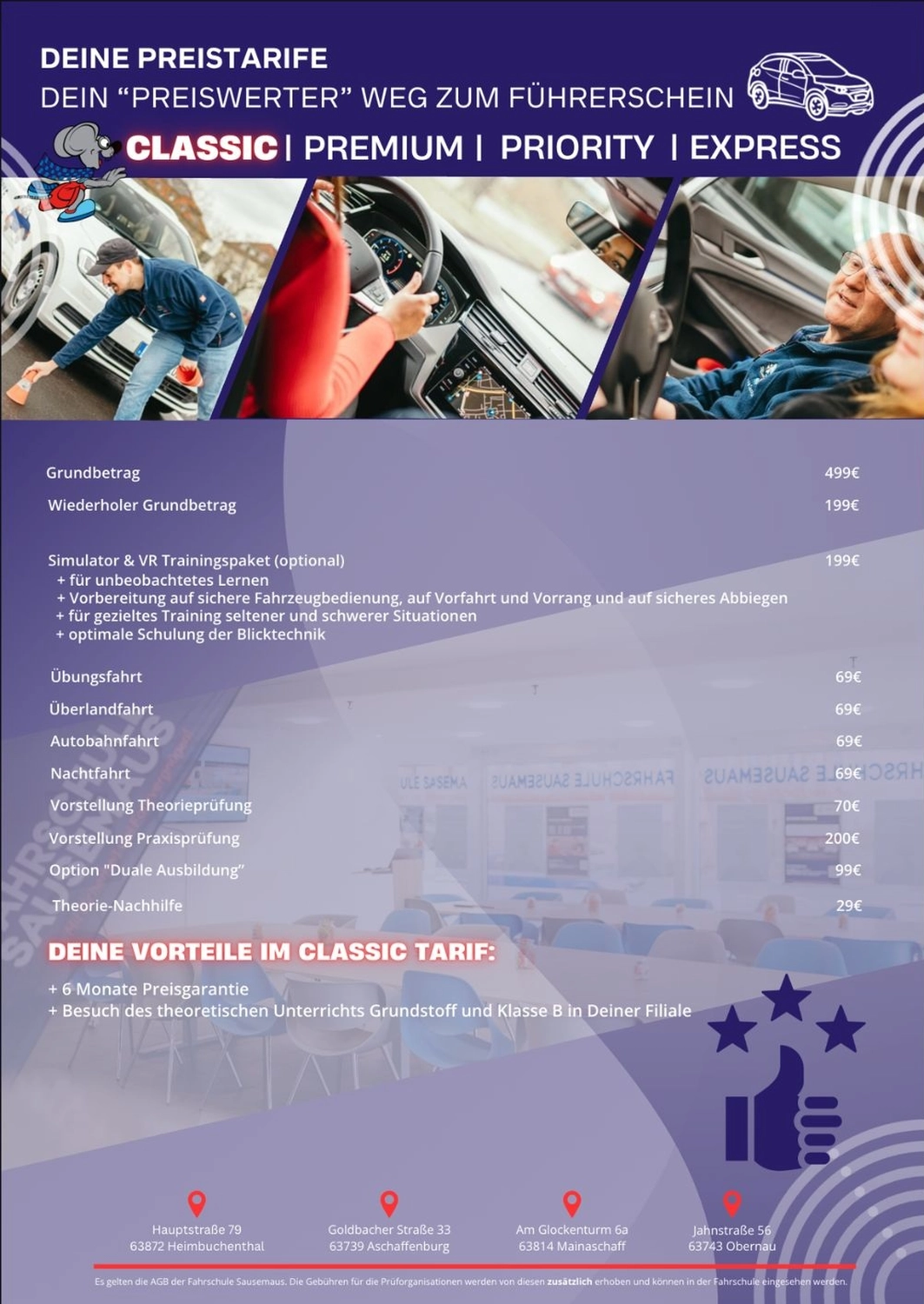 Benedikt Pfister, Fahrschule Sausemaus, Aschaffenburg, Heimbuchenthal, Mainaschaff , Theorieunterricht, Auffrischungsfahrten, Simulatorausbildung, VR-Ausbildung, Wöchentlich Prüfungen, Aufbauseminare für Fahranfänger. 