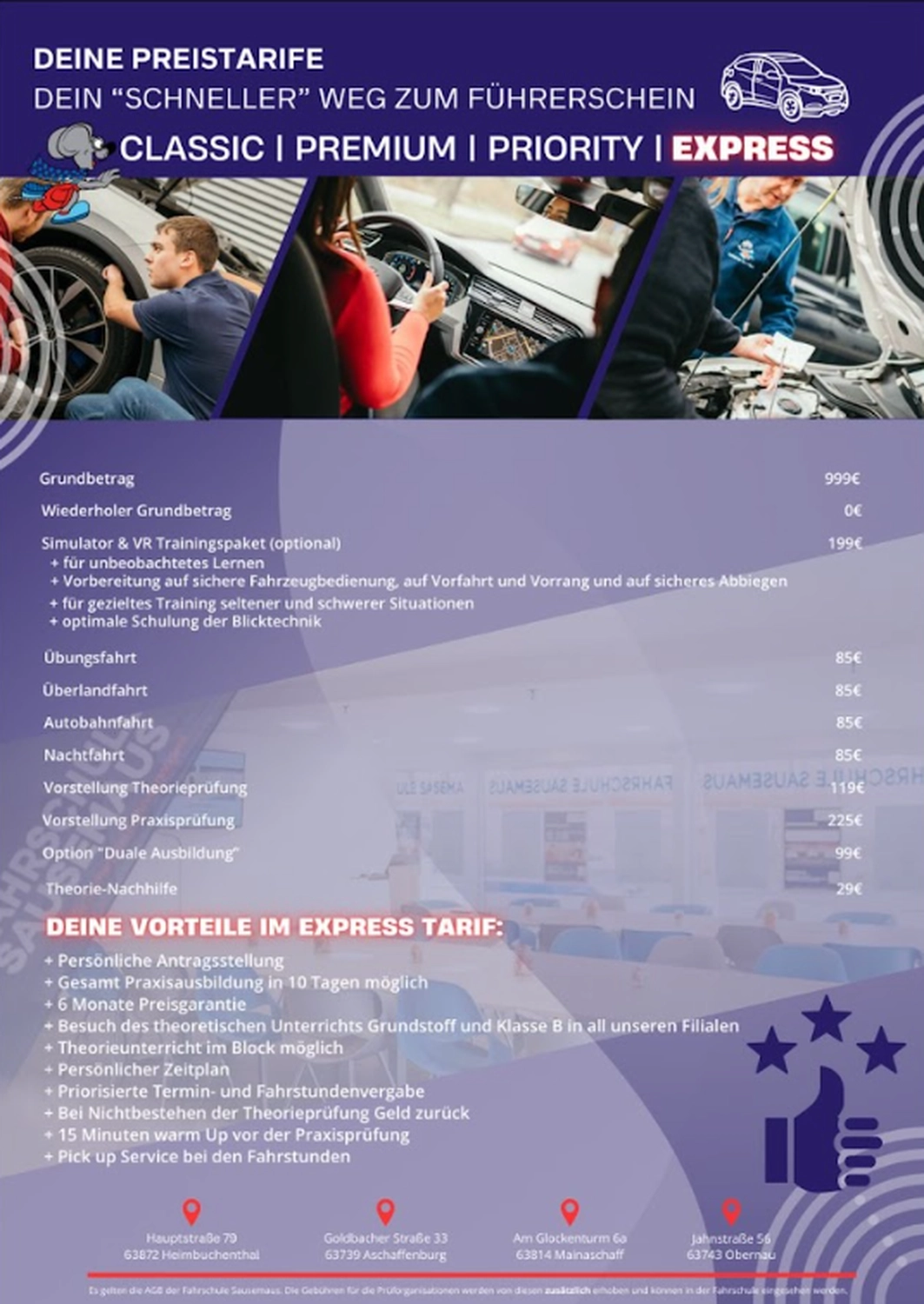 Benedikt Pfister, Fahrschule Sausemaus, Aschaffenburg, Heimbuchenthal, Mainaschaff , Theorieunterricht, Auffrischungsfahrten, Simulatorausbildung, VR-Ausbildung, Wöchentlich Prüfungen, Aufbauseminare für Fahranfänger. 